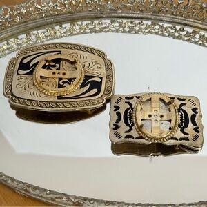 Vintage Western/ Native American Style Two Tone Belt Buckle Needs Centerpiece